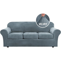 Modern Velvet Plush High Stretch Sofa Slipcover