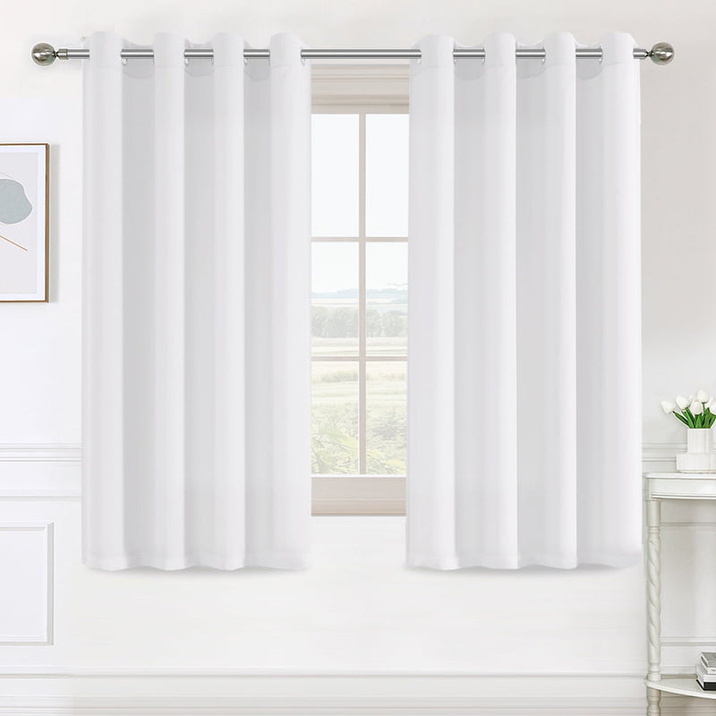 Turquoize Fantasdecor Non-See-Through Privacy Light Filtering Grommet Window Curtains 2 Panels for Living Room,52"X 63",White