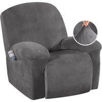 Velvet Plush Slip Covers for Recliners with Arms 1-Piece Stretch Recliner