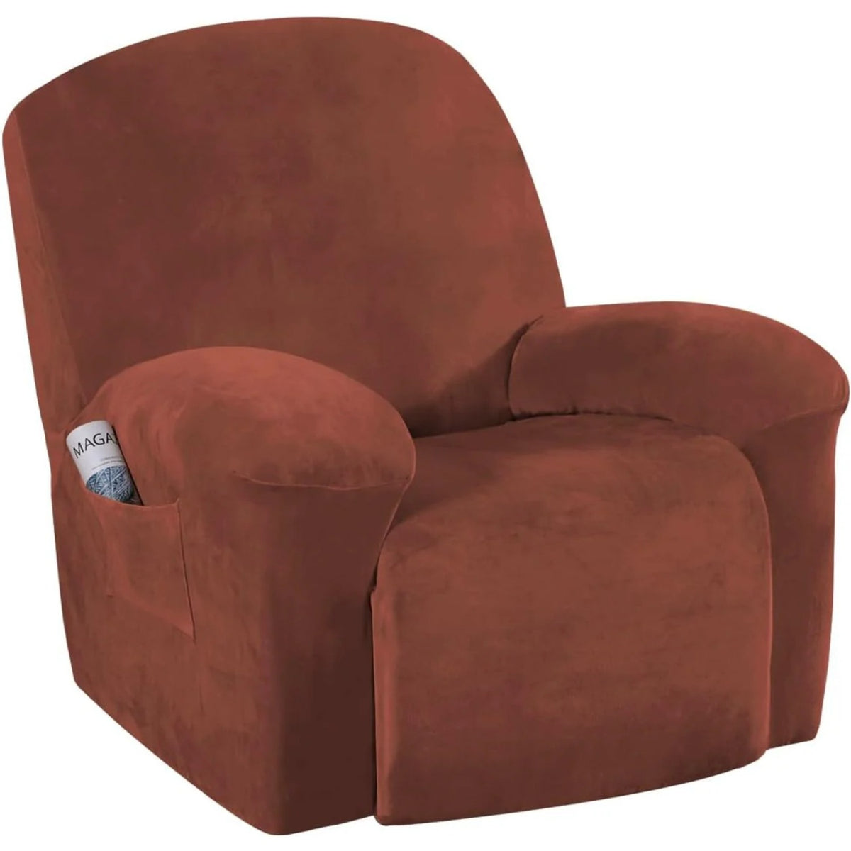 Velvet Plush Slip Covers for Recliners with Arms 1-Piece Stretch Recliner