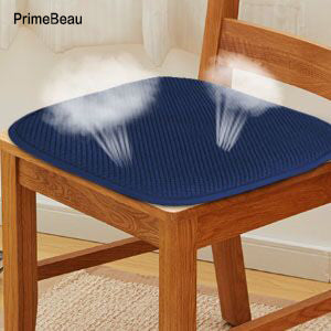 PrimeBeau Memory Foam Chair Cushion Pads Slip-Resistant Chair Pads Thick & Comfy Seat Pads for Office Desk, Dining Table, Kitchen Chairs, Set of 2, 16x16, Navy Pain Relief Covers