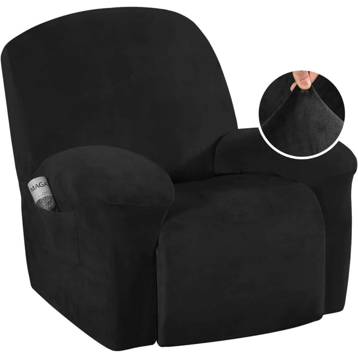 Velvet Plush Slip Covers for Recliners with Arms 1-Piece Stretch Recliner