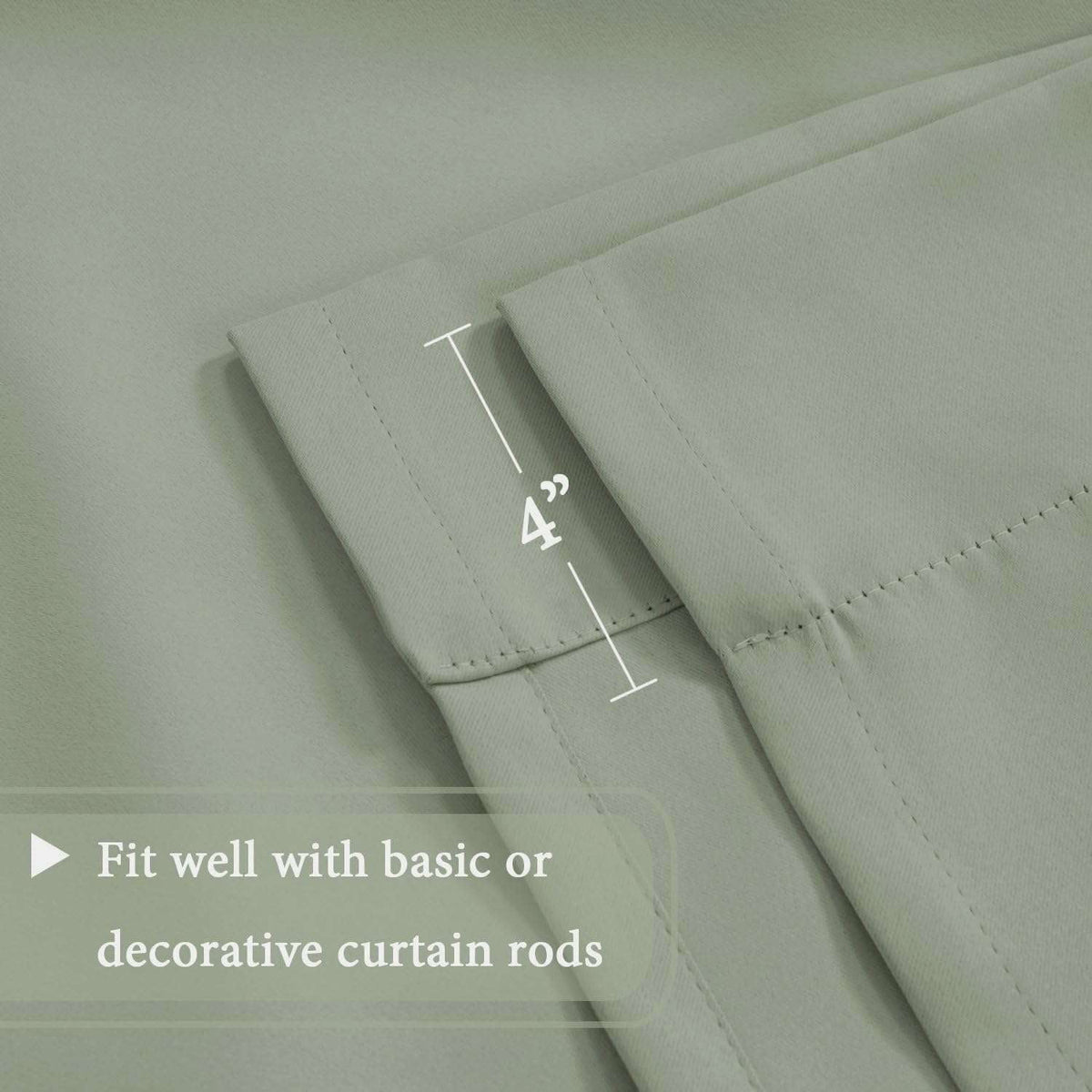 Turquoize Blackout Tie up Shades Kitchen Curtains Thermal Insulated for Bedroom, Rod Pocket 2 Panels(42" x 63",Light Sage)