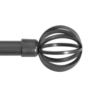 Turquoize Standard Single Adjustable Window Curtain Rod Set 3/4 in Diameter with Round Cage Finials, 28-48 in, Black