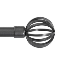 Turquoize Standard Single Adjustable Window Curtain Rod Set 3/4 in Diameter with Round Cage Finials, 28-48 in, Black