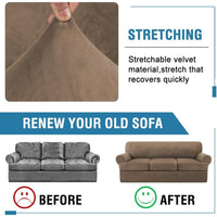 Sofa Slipcovers Thick Velvet Couch Cover Stretch T Cushion Sofa Covers Individual T Cushion Covers,