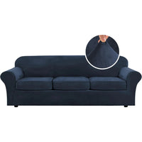 Modern Velvet Plush High Stretch Sofa Slipcover