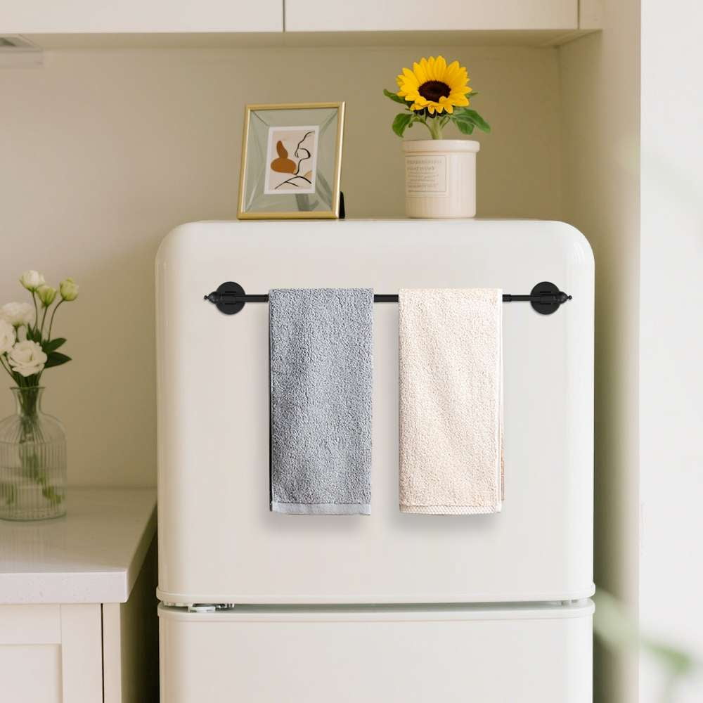 Turquoize 4 Pack Magnetic Curtain Rods Multi-Use Adjustable Petite Cafe Sidelight for Iron and Steel Place (16"-28", Black)