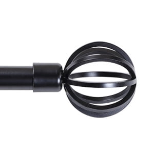 Turquoize Standard Single Adjustable Window Curtain Rod Set 3/4 in Diameter with Round Cage Finials, 28-48 in, Black