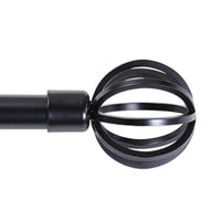 Turquoize Standard Single Adjustable Window Curtain Rod Set 3/4 in Diameter with Round Cage Finials, 28-48 in, Black