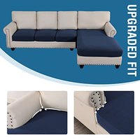 H.VERSAILTEX Sectional Couch Covers 3 Pieces Sofa Seat Cushion Covers L Shape Separate Cushion Couch Chaise Cover for Both Left/Right Sectional Couch (Large Sofa 2 Seater + 1 Chaise, Dusty Blue)