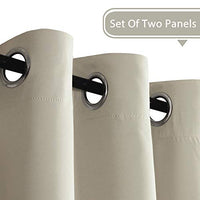 H.VERSAILTEX Blackout Room Darkening Thermal Insulated Grommet Window Curtains for Living Room, Greyish White,52x63-inch,2 Panels