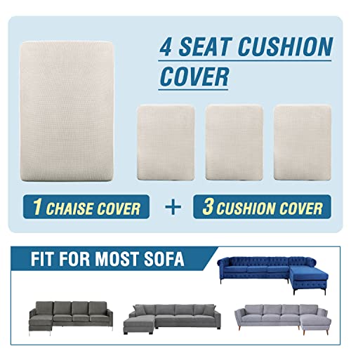 H.VERSAILTEX Sectional Couch Covers 3 Pieces Sofa Seat Cushion Covers L Shape Separate Cushion Couch Chaise Cover for Both Left/Right Sectional Couch (Large Sofa 2 Seater + 1 Chaise, Dusty Blue)