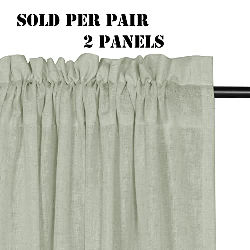 Linen Curtains Elegant Natural Linen Blended Curtains Energy Efficient Light Filtering / Rod Pocket Window Treatments Panels / Drapes for Livingroom (Set of 2, Ivory, 52 inch W X 96 inch L)