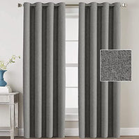 H.VERSAILTEX Linen Blackout Curtains 96 Inches Long for Bedroom/Living Room Thermal Insulated Grommet Curtain Drapes Primitive Textured Linen Burlap Effect Window Draperies 2 Panels - Light Taupe