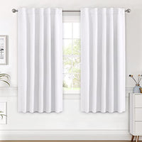 H.VERSAILTEX White Curtains for Bedroom, Back Tab/Rod Pocket Thermal Insulated Room Darkening Window White Drapes for Bedroom/Living Room - 52x63 Inches - 2 Panels, Greyish White