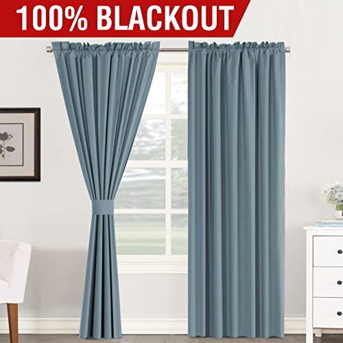 H.VERSAILTEX 100% Blackout Curtain Panels 96 Inches Long Thermal Insulated Blackout Lined Curtains for Bedroom Two Layers Full Light Blocking Drapes for Living Room, 2 Panels, Hunter Green