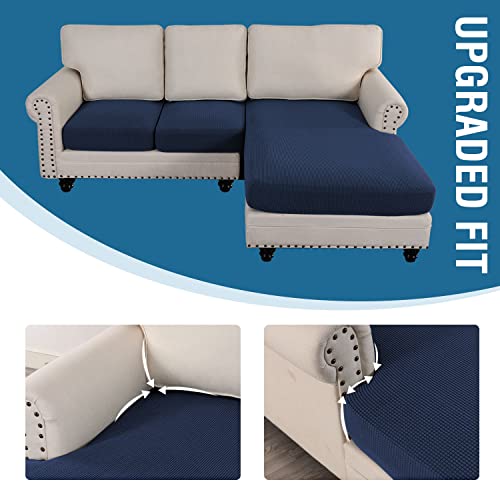 H.VERSAILTEX Sectional Couch Covers 3 Pieces Sofa Seat Cushion Covers L Shape Separate Cushion Couch Chaise Cover for Both Left/Right Sectional Couch (Large Sofa 2 Seater + 1 Chaise, Dusty Blue)