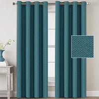 H.VERSAILTEX Linen Blackout Curtains 96 Inches Long for Bedroom/Living Room Thermal Insulated Grommet Curtain Drapes Primitive Textured Linen Burlap Effect Window Draperies 2 Panels - Navy