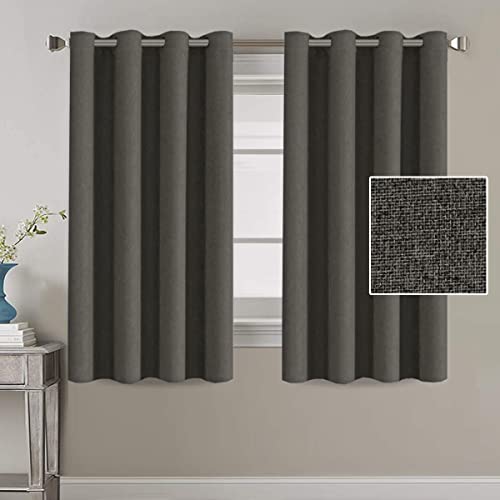 H.VERSAILTEX Linen Blackout Curtains 96 Inches Long for Bedroom/Living Room Thermal Insulated Grommet Curtain Drapes Primitive Textured Linen Burlap Effect Window Draperies 2 Panels - Navy