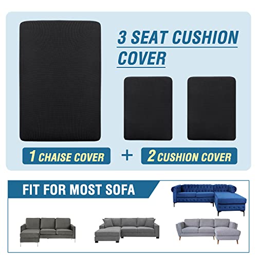 H.VERSAILTEX Sectional Couch Covers 3 Pieces Sofa Seat Cushion Covers L Shape Separate Cushion Couch Chaise Cover for Both Left/Right Sectional Couch (Large Sofa 2 Seater + 1 Chaise, Dusty Blue)