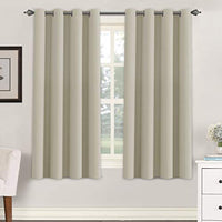 H.VERSAILTEX Blackout Room Darkening Thermal Insulated Grommet Window Curtains for Living Room, Greyish White,52x63-inch,2 Panels