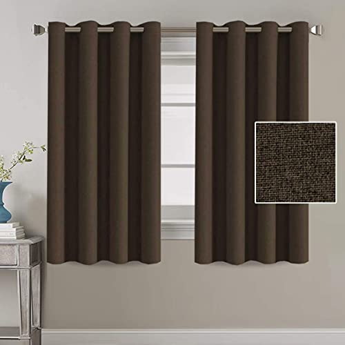 H.VERSAILTEX Linen Blackout Curtains 96 Inches Long for Bedroom/Living Room Thermal Insulated Grommet Curtain Drapes Primitive Textured Linen Burlap Effect Window Draperies 2 Panels - Navy