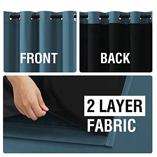 H.VERSAILTEX 100% Blackout Curtain Panels 96 Inches Long Thermal Insulated Blackout Lined Curtains for Bedroom Two Layers Full Light Blocking Drapes for Living Room, 2 Panels, Hunter Green