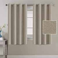 H.VERSAILTEX Linen Blackout Curtains 96 Inches Long for Bedroom/Living Room Thermal Insulated Grommet Curtain Drapes Primitive Textured Linen Burlap Effect Window Draperies 2 Panels - Light Taupe