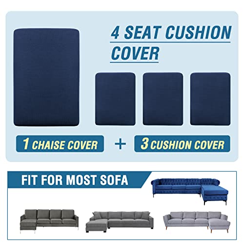 H.VERSAILTEX Sectional Couch Covers 3 Pieces Sofa Seat Cushion Covers L Shape Separate Cushion Couch Chaise Cover for Both Left/Right Sectional Couch (Large Sofa 2 Seater + 1 Chaise, Dusty Blue)