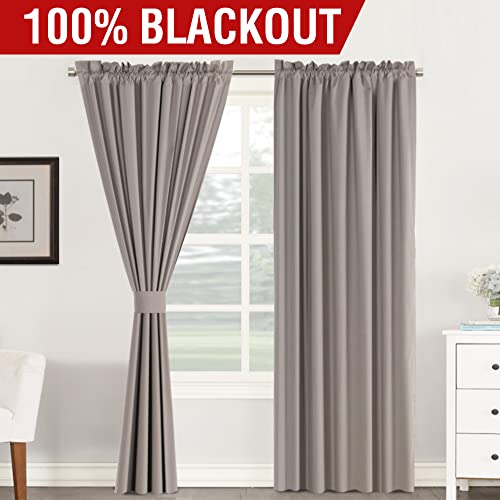 H.VERSAILTEX 100% Blackout Curtain Panels 96 Inches Long Thermal Insulated Blackout Lined Curtains for Bedroom Two Layers Full Light Blocking Drapes for Living Room, 2 Panels, Hunter Green