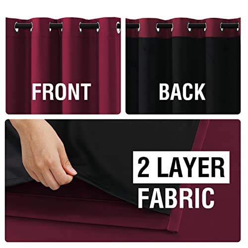 H.VERSAILTEX 100% Blackout Curtain Panels 96 Inches Long Thermal Insulated Blackout Lined Curtains for Bedroom Two Layers Full Light Blocking Drapes for Living Room, 2 Panels, Hunter Green