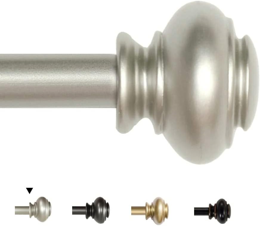 H.VERSAILTEX Window Curtain Rods for Windows 48 to 84 Inches Adjustable Decorative 3/4 Inch Diameter Single Window Curtain Rod Set with Classic Finials