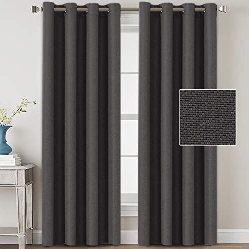 H.VERSAILTEX Linen Blackout Curtains 96 Inches Long for Bedroom/Living Room Thermal Insulated Grommet Curtain Drapes Primitive Textured Linen Burlap Effect Window Draperies 2 Panels - Light Taupe