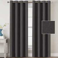 H.VERSAILTEX Linen Blackout Curtains 96 Inches Long for Bedroom/Living Room Thermal Insulated Grommet Curtain Drapes Primitive Textured Linen Burlap Effect Window Draperies 2 Panels - Navy