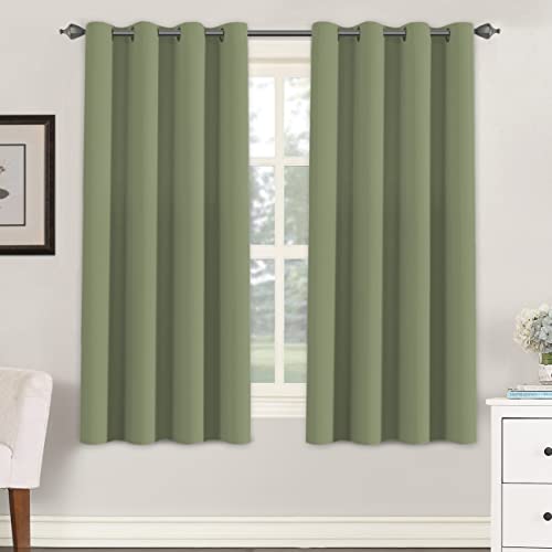 H.VERSAILTEX Blackout Room Darkening Thermal Insulated Grommet Window Curtains for Living Room, Greyish White,52x63-inch,2 Panels