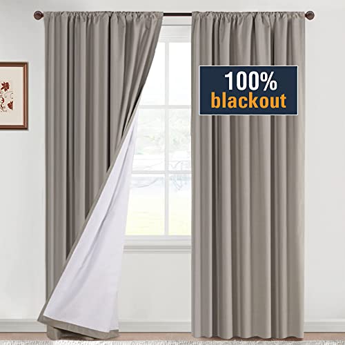 H.VERSAILTEX 100% Blackout Curtain Panels 96 Inches Long Thermal Insulated Blackout Lined Curtains for Bedroom Two Layers Full Light Blocking Drapes for Living Room, 2 Panels, Hunter Green