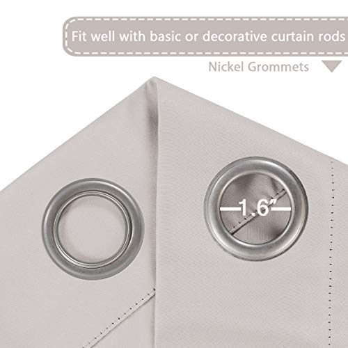 H.VERSAILTEX Blackout Room Darkening Thermal Insulated Grommet Window Curtains for Living Room, Greyish White,52x63-inch,2 Panels