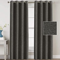 H.VERSAILTEX Linen Blackout Curtains 96 Inches Long for Bedroom/Living Room Thermal Insulated Grommet Curtain Drapes Primitive Textured Linen Burlap Effect Window Draperies 2 Panels - Navy