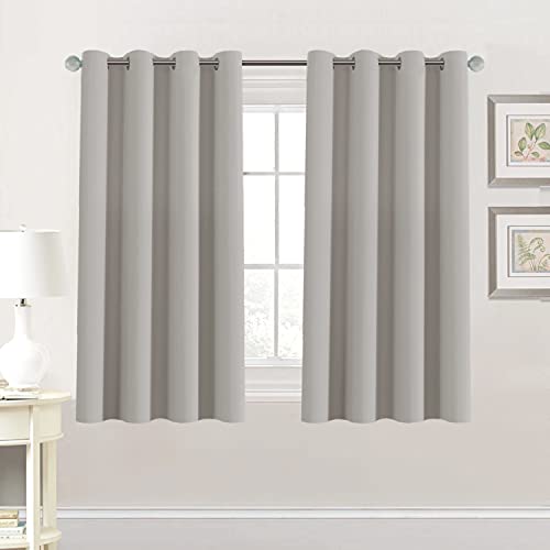 H.VERSAILTEX Blackout Room Darkening Thermal Insulated Grommet Window Curtains for Living Room, Greyish White,52x63-inch,2 Panels