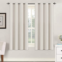 H.VERSAILTEX Blackout Room Darkening Thermal Insulated Grommet Window Curtains for Living Room, Greyish White,52x63-inch,2 Panels