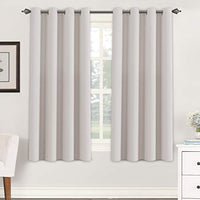 H.VERSAILTEX Blackout Room Darkening Thermal Insulated Grommet Window Curtains for Living Room, Greyish White,52x63-inch,2 Panels