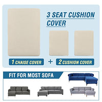 H.VERSAILTEX Sectional Couch Covers 3 Pieces Sofa Seat Cushion Covers L Shape Separate Cushion Couch Chaise Cover for Both Left/Right Sectional Couch (Large Sofa 2 Seater + 1 Chaise, Dusty Blue)