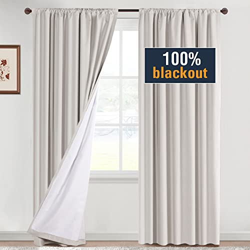 H.VERSAILTEX 100% Blackout Curtain Panels 96 Inches Long Thermal Insulated Blackout Lined Curtains for Bedroom Two Layers Full Light Blocking Drapes for Living Room, 2 Panels, Hunter Green