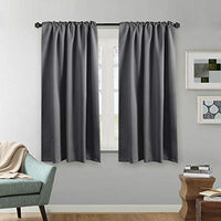 H.VERSAILTEX White Curtains for Bedroom, Back Tab/Rod Pocket Thermal Insulated Room Darkening Window White Drapes for Bedroom/Living Room - 52x63 Inches - 2 Panels, Greyish White