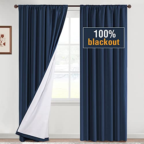 H.VERSAILTEX 100% Blackout Curtain Panels 96 Inches Long Thermal Insulated Blackout Lined Curtains for Bedroom Two Layers Full Light Blocking Drapes for Living Room, 2 Panels, Hunter Green