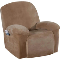 Velvet Plush Slip Covers for Recliners with Arms 1-Piece Stretch Recliner