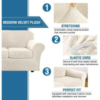 Modern Velvet Plush High Stretch Sofa Slipcover