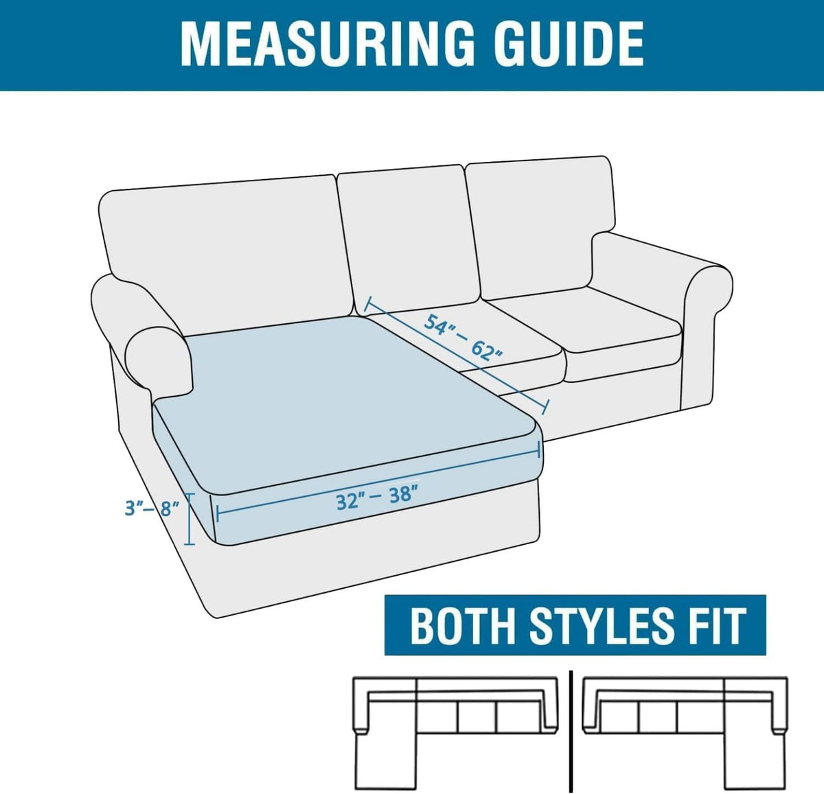 H.VERSAILTEX Sectional Couch Covers 1 Piece Chaise Slipcover L Shape Separate Cushion Couch Cover for Both Left/Right Sectional Couch (Seat Only: 1 Chaises, Ivory)