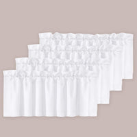 H.VERSAILTEX White Curtain Valances for Windows，Room Darking Kitchen Valances for Living Room/Bedroom/Bathroom Short Window Privacy Decorative Rod Pocket,52" W x 18" L,4 Panels